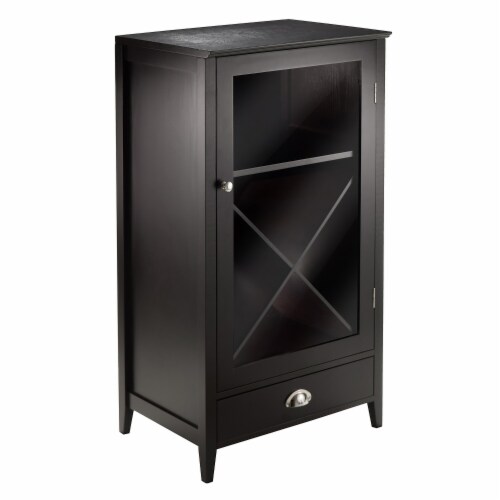 Winsome Bordeaux Modular Wine Cabinet X-Panel Dark Wood Finish (92442) Perspective: front