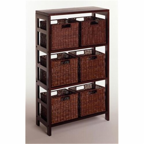 Winsome  Leo 7 Piece Shelf and Baskets - One Shelf  6 Small Baskets - Espresso Perspective: front