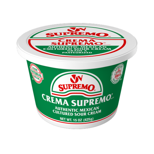 VV Supremo® Crema Supremo Authentic Mexican Cultured Sour Cream Perspective: front