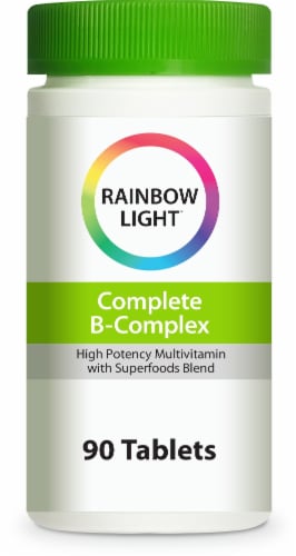 Rainbow Light Complete Vitamin B Complex With Vitamin C Cellular Energy Support Supplement Perspective: front