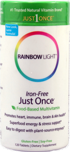 Rainbow Light Just Once Iron-Free Multivitamin Perspective: front