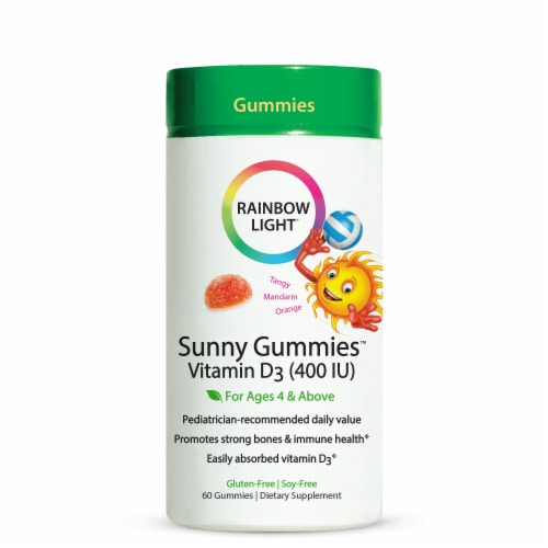 Rainbow Light Vitamin D3 Tangy Orange Flavor Gummies 400IU Perspective: front