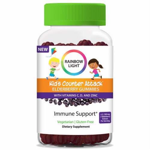 Rainbow Light Kid's Counter Attack Elderberry Gummies Perspective: front