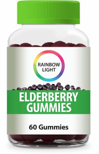 Rainbow Light Elderberry Vitamin Gummies Immune Support Supplement Perspective: front