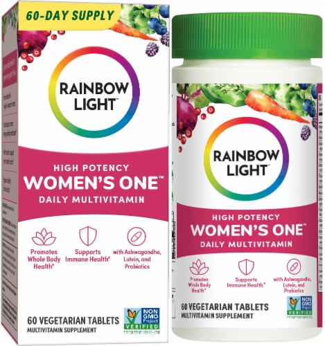 Rainbow Light Womens One High-Potency Daily Multivitamin Immune Support Supplement Perspective: front