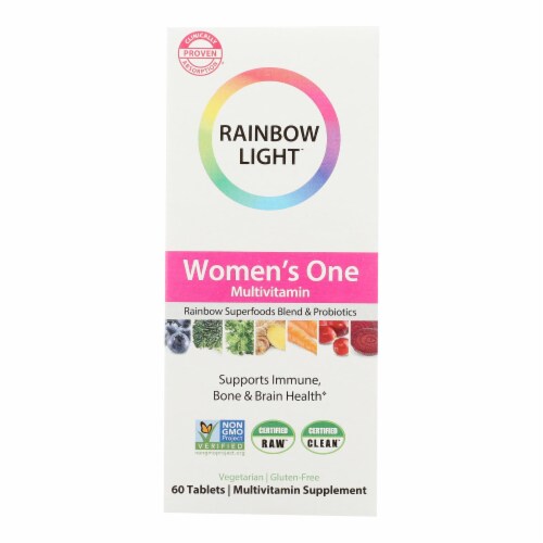Rainbow Light Womens One High-Potency Daily Multivitamin Immune Support Supplement Perspective: front
