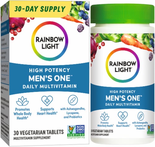 Rainbow Light Men's One Multivitamin Supplement Tablets Perspective: front