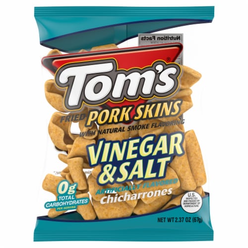 Tom's Fried Vinegar & Salt Pork Rind Snacks Perspective: front