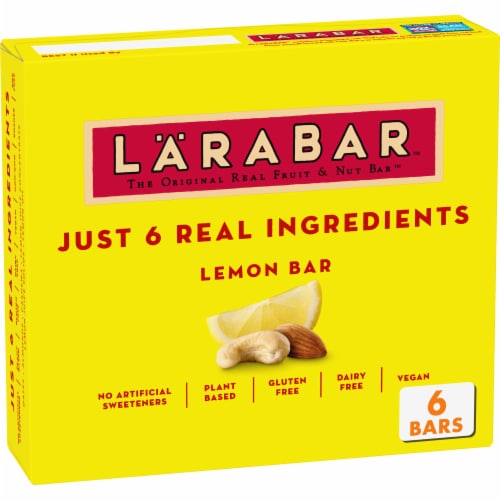 Larabar Lemon Bar Gluten Free Vegan Fruit & Nut Bar Perspective: front