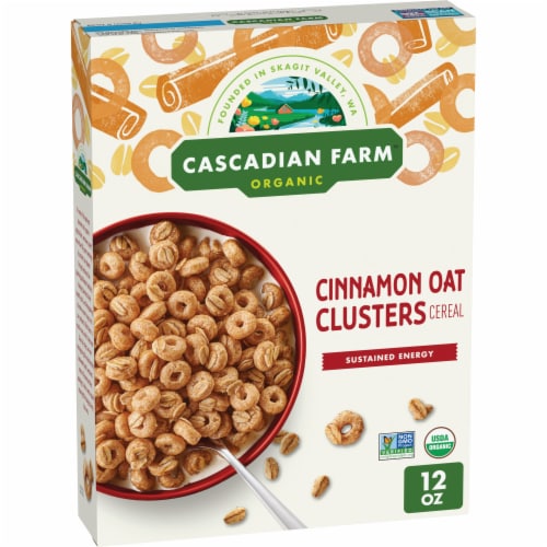 Cascadian Farm Organic Cinnamon Oat Clusters Breakfast Cereal Perspective: front