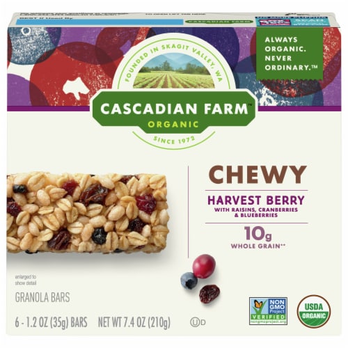 Cascadian Farm Organic Harvest Berry Chewy Granola Bars Perspective: front