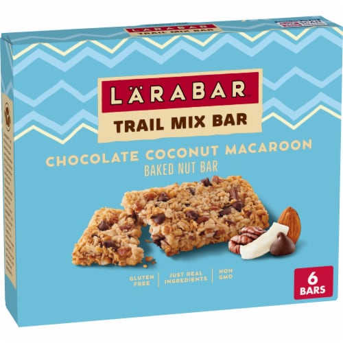 Larabar Trail Mix Bars Chocolate Coconut Macaroon Gluten Free Baked Nut Bar Perspective: front