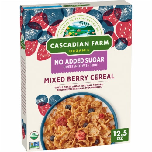 Cascadian Farm Organic No Added Sugar Mixed Berry Cereal Perspective: front