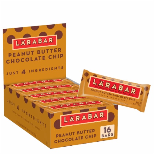 Larabar Gluten Free Vegan Peanut Butter Chocolate Chip Fruit & Nut Bars Healthy Snacks Perspective: front