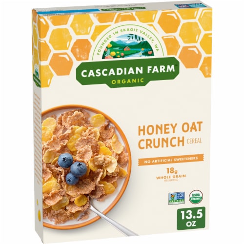 Cascadian Farm Organic Honey Oat Crunch Breakfast Cereal Perspective: front