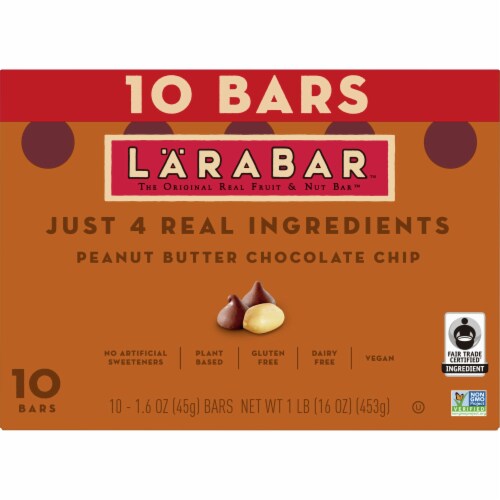 Larabar Peanut Butter Chocolate Chip Nut Bars Perspective: front
