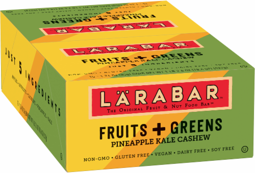 Larabar Fruits + Greens Pineapple Kale Cashew Fruit & Nut Bars Perspective: front