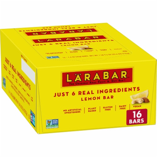 Larabar Gluten Free Vegan Lemon Bar Fruit & Nut Bars Healthy Pantry Snacks Perspective: front