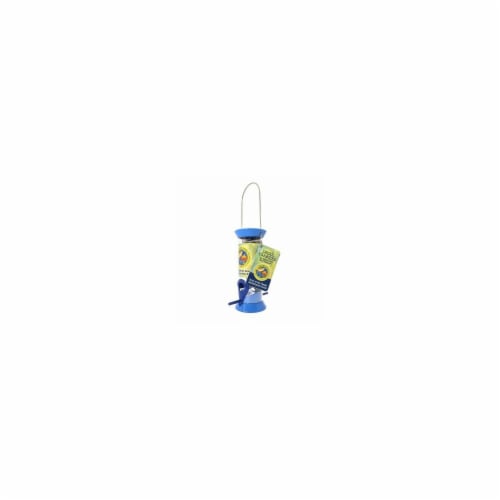 Droll Yankees Just Feed Birds 8 in. Songbird Feeder Sunflower Seed, Blue Perspective: front