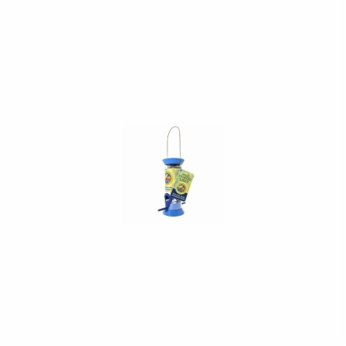 Droll Yankees Just Feed Birds 8 in. Songbird Feeder Sunflower Seed, Blue Perspective: front