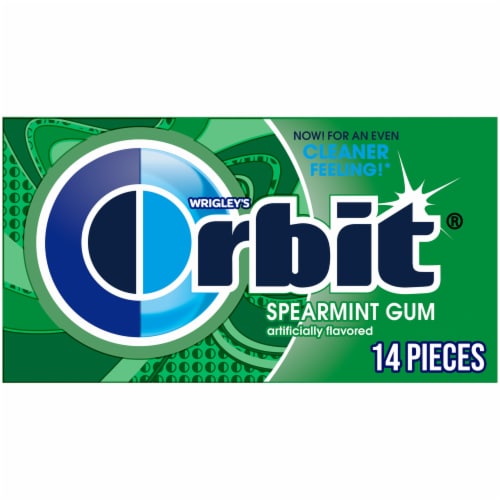 Orbit Gum Spearmint Sugar Free Chewing Gum Single Pack Perspective: front