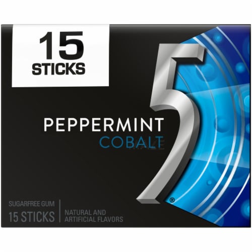5 GUM Peppermint Cobalt Sugar Free Chewing Gum Perspective: front