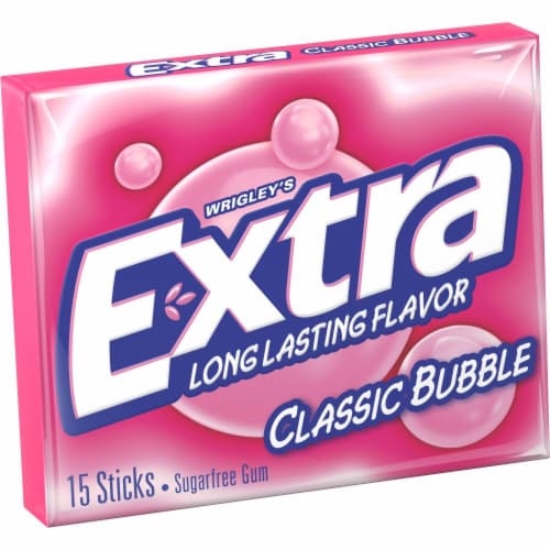EXTRA Classic Bubble Sugar Free Chewing Gum 15 Count Perspective: front