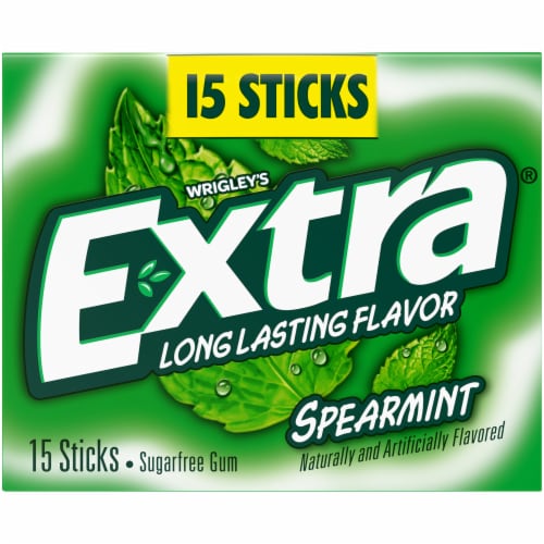 Extra Gum Spearmint Sugar Free Chewing Gum Single Pack Perspective: front