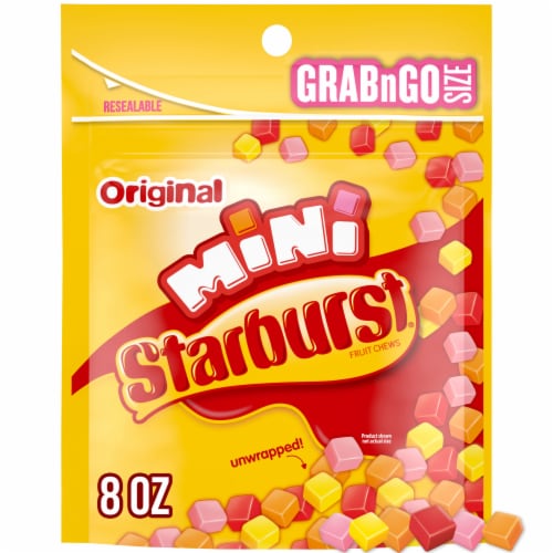Starburst Minis Original Fruit Chews Chewy Candy Grab N Go Resealable Bags Perspective: front