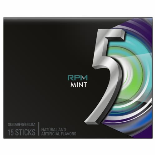 Wrigley's 5 RPM Mint Sugarfree Gum Perspective: front
