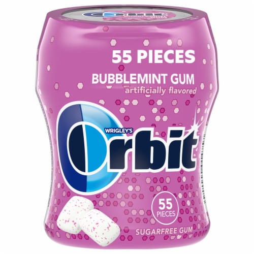 Orbit Gum Bubblemint Sugar Free Chewing Gum Bottle Perspective: front