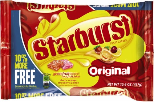 Starburst Original Fruit Chew Candy Bonus Bag Perspective: front