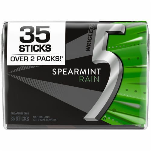 5 GUM Spearmint Rain Sugar Free Chewing Gum Perspective: front