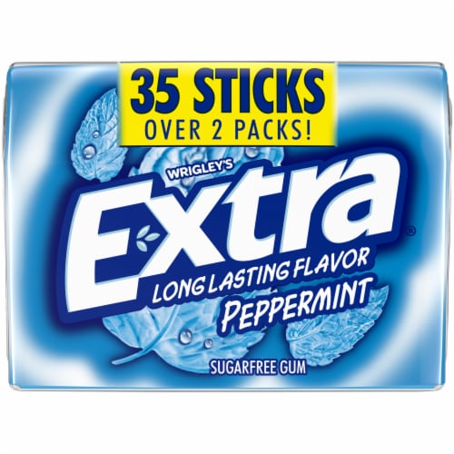 Extra® Sugar Free Peppermint Chewing Gum Perspective: front