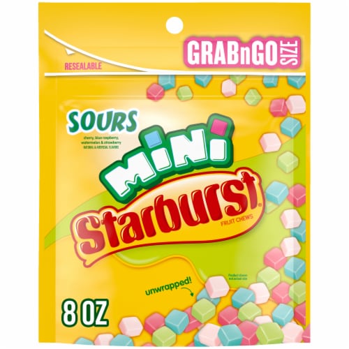 Starburst Minis Sours Candy Fruit Chews Grab N Go Bag Perspective: front