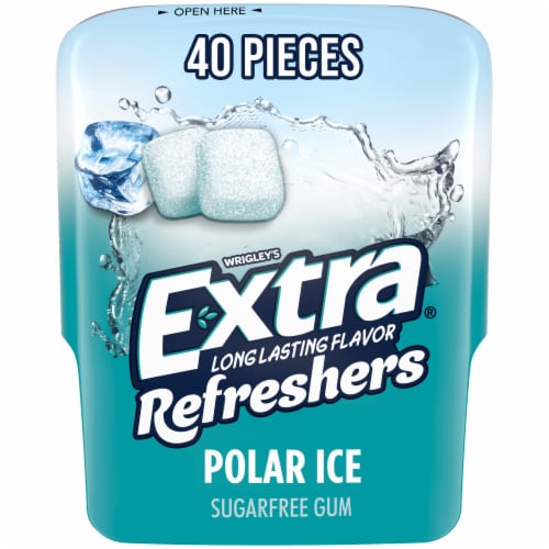 Extra Gum Refreshers Polar Ice Sugar Free Chewing Gum Bottle Perspective: front