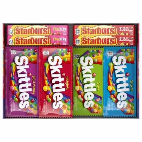 Skittles and Starburst Chewy Candy, Variety Pack, Full Size, 30-count