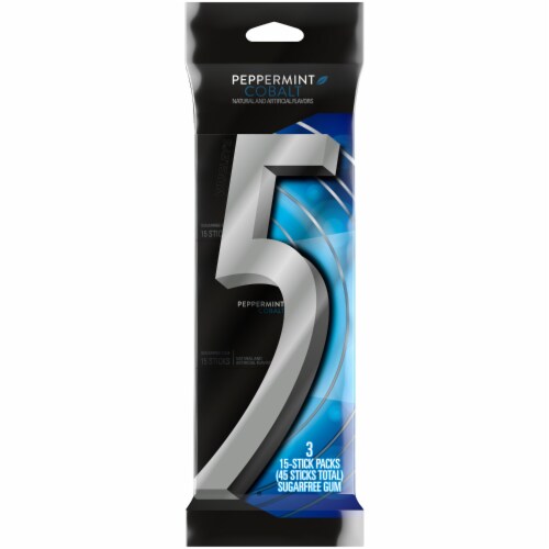 5 Gum Peppermint Cobalt Sugar Free Chewing Gum Perspective: front