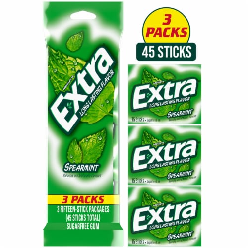 Extra Spearmint Sugar Free Chewing Gum Pack Perspective: front