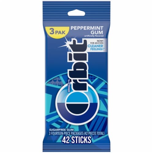 Orbit® Peppermint Sugar Free Chewing Gum Packs Perspective: front