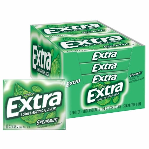 Extra Gum Spearmint Sugar-Free Chewing Gum, 10 pk./15 ct.