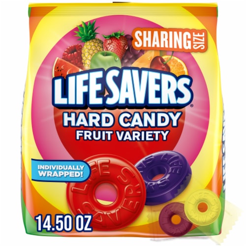 Life Savers Fruit Variety Hard Candy Individually Wrapped Sharing Size Bag Perspective: front