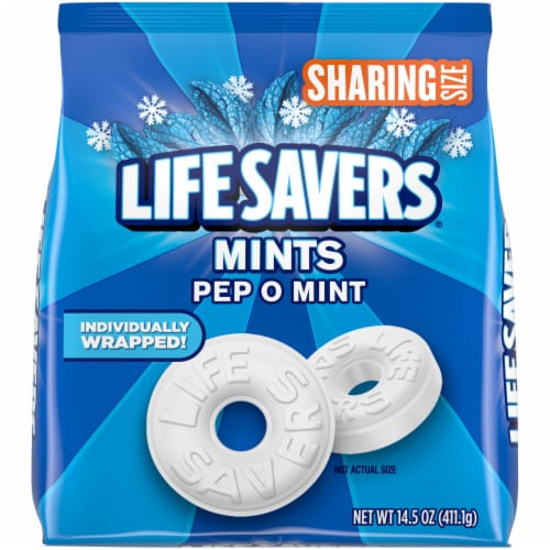 Life Savers Pep-O-Mint Breath Mints Hard Candy Sharing Size Bag Perspective: front