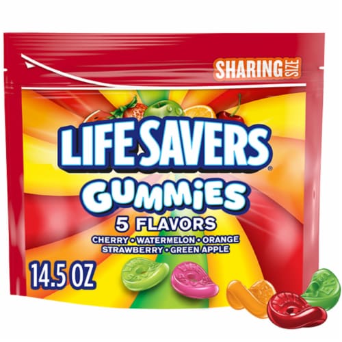 Life Savers 5 Flavors Gummy Candy Sharing Size Bag Perspective: front