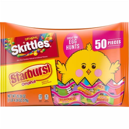 Skittles & Starburst Assorted Easter Chewy Candy Variety Pack Bag Perspective: front