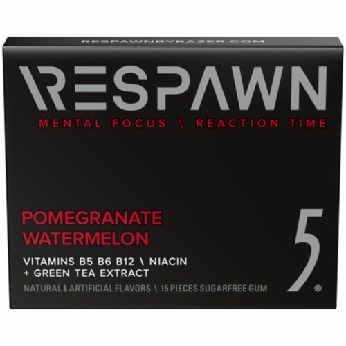 5 Gum Respawn Pomegranate Watermelon Sugarfree Gum Perspective: front