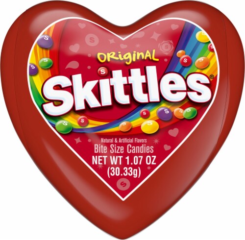 Skittles Original Fun Size Heart Valentine Candy Perspective: front