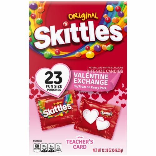 Skittles Original Valentine's Day Candy Exchange Fun Size Chewy Candy Box Perspective: front