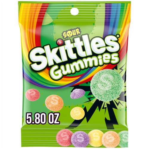 Skittles Gummies Sour Gummy St Patrick's Day Candy Bag Perspective: front