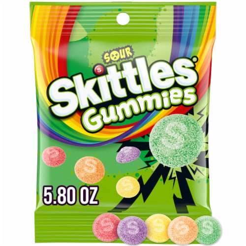 Skittles Sour Gummies Gummy Candy Assortment Bag Perspective: front